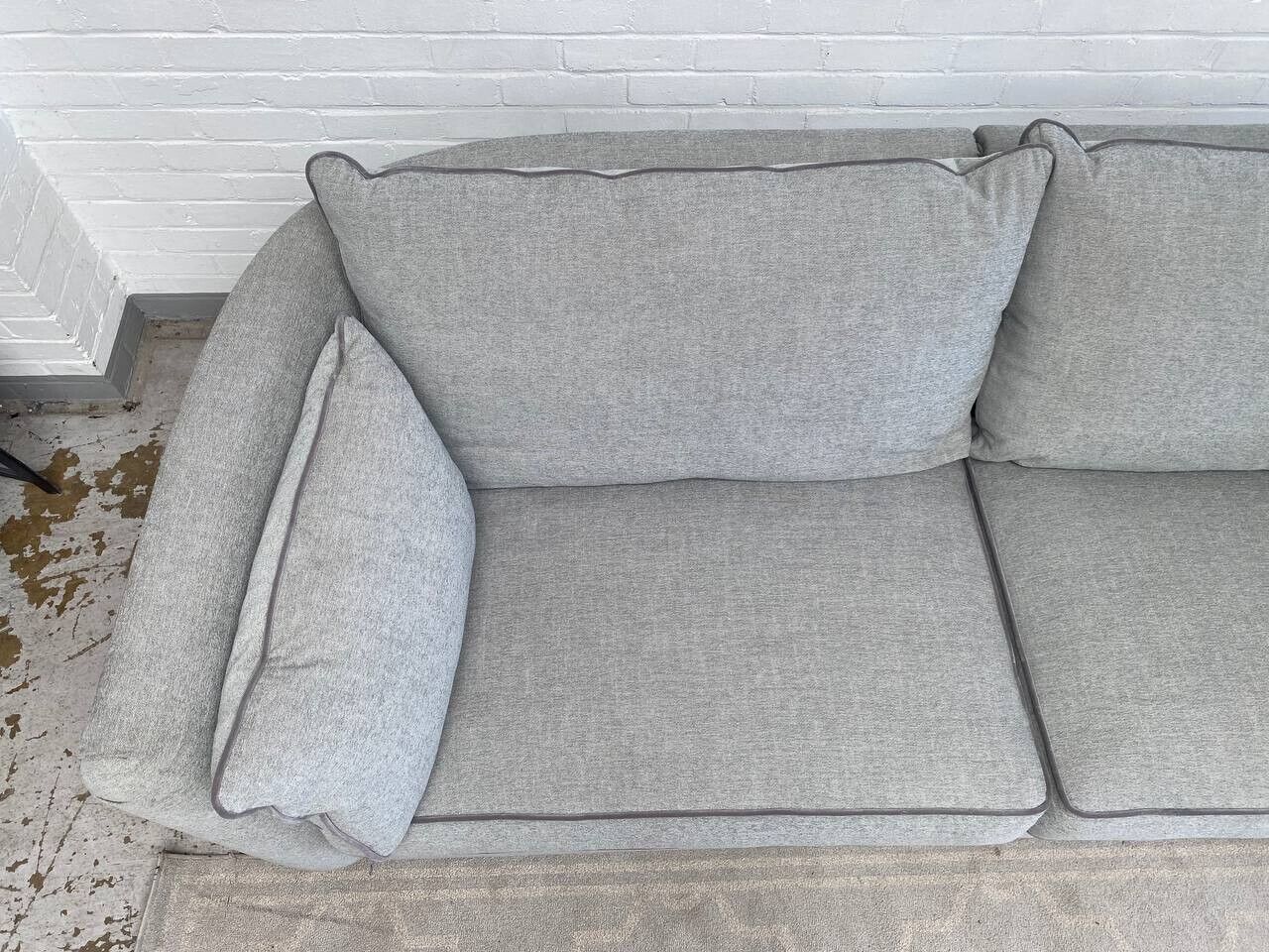 Collins and Hayes maple grand grey sofa
