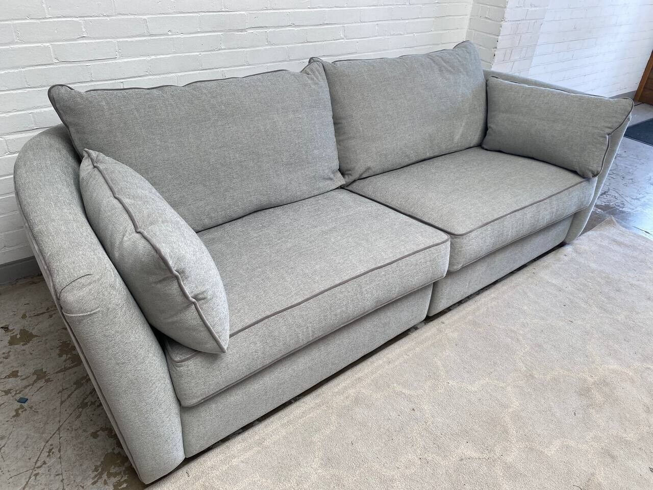 Collins and Hayes maple grand grey sofa