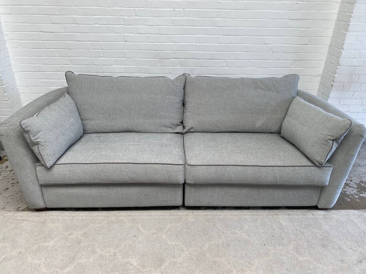 Collins and Hayes maple grand grey sofa