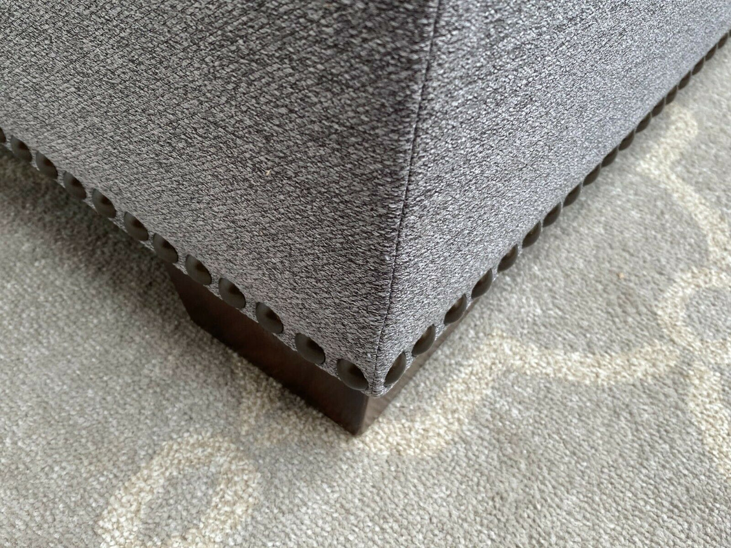 Large Grey Fabric Footstool