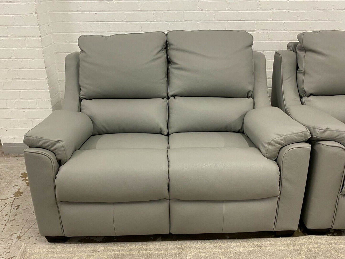 Parker Knoll Albany Grey Leather 2+2 Seater Sofas
