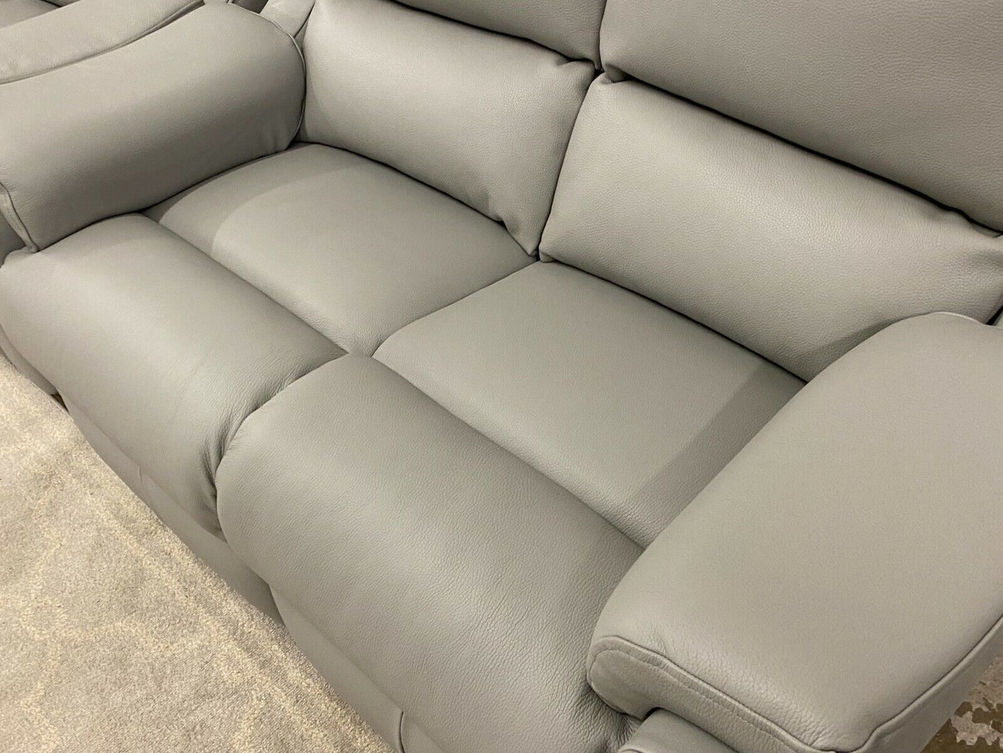 Parker Knoll Albany Grey Leather 2+2 Seater Sofas