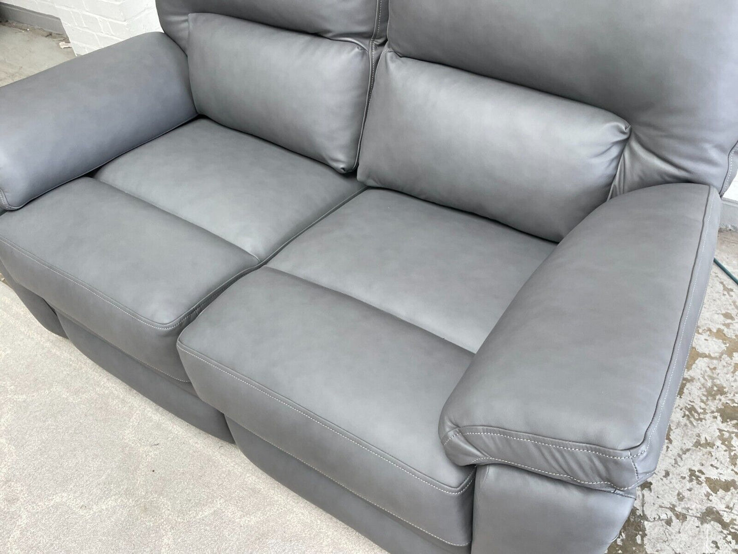 Parker Knoll Hampton Grey Leather Power Recliner 2 Seater Sofa