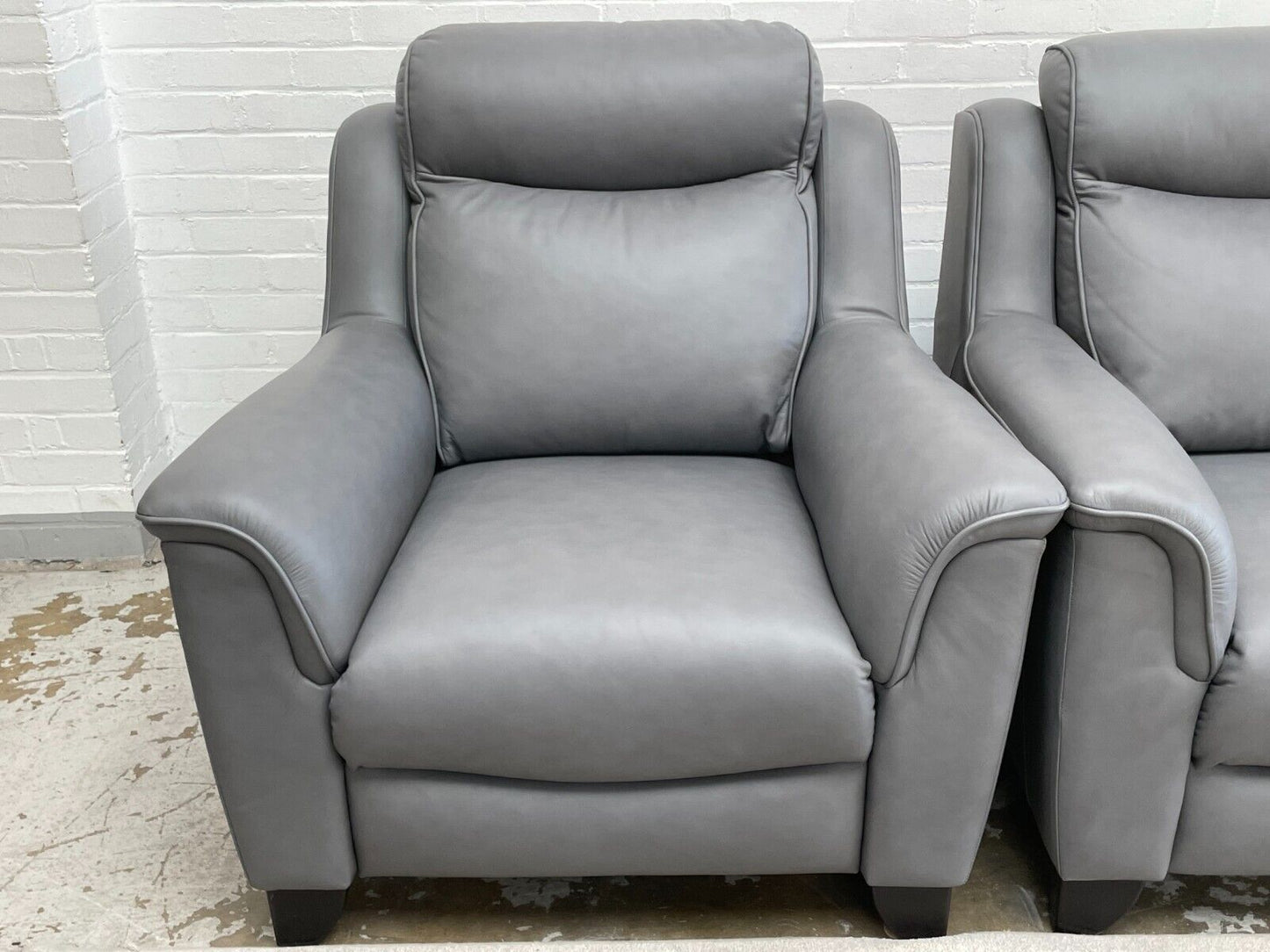 Parker Knoll Manhattan Grey Real Leather 2+1 Seater Sofas