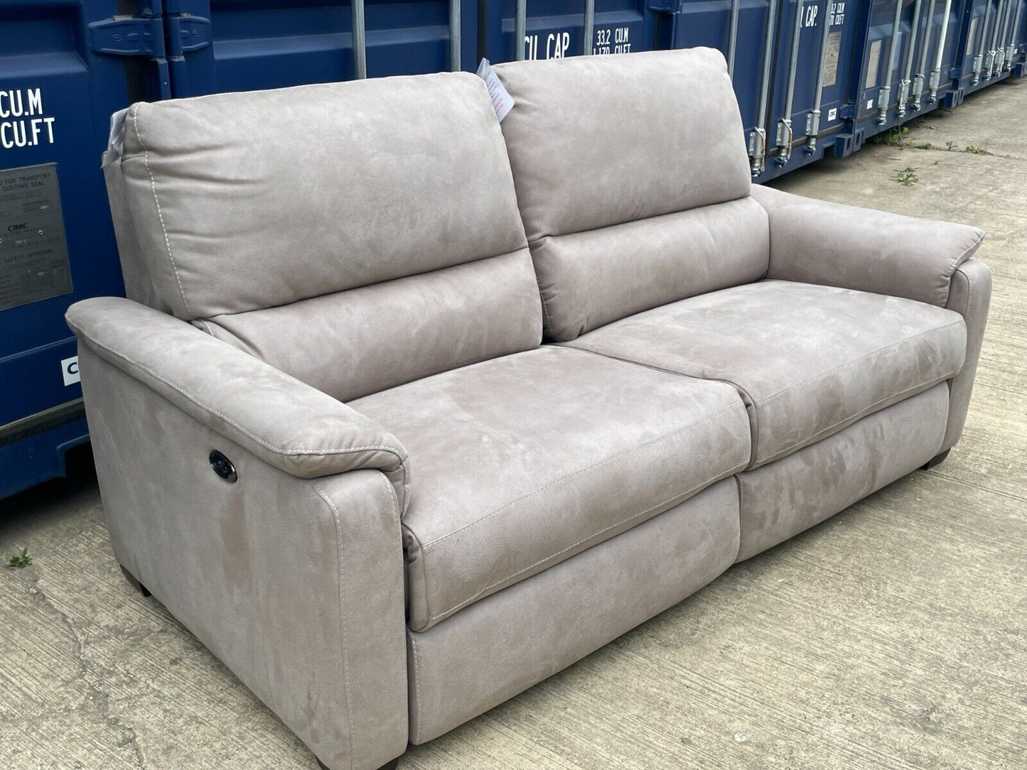 World of Leather Fabric 3 Seater Power Recliner Sofa