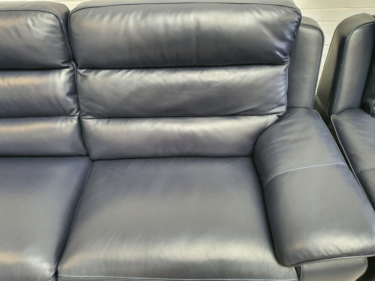 Wallace NC Leather 2 x 3-Seater Power Recliner Sofas + USB ports