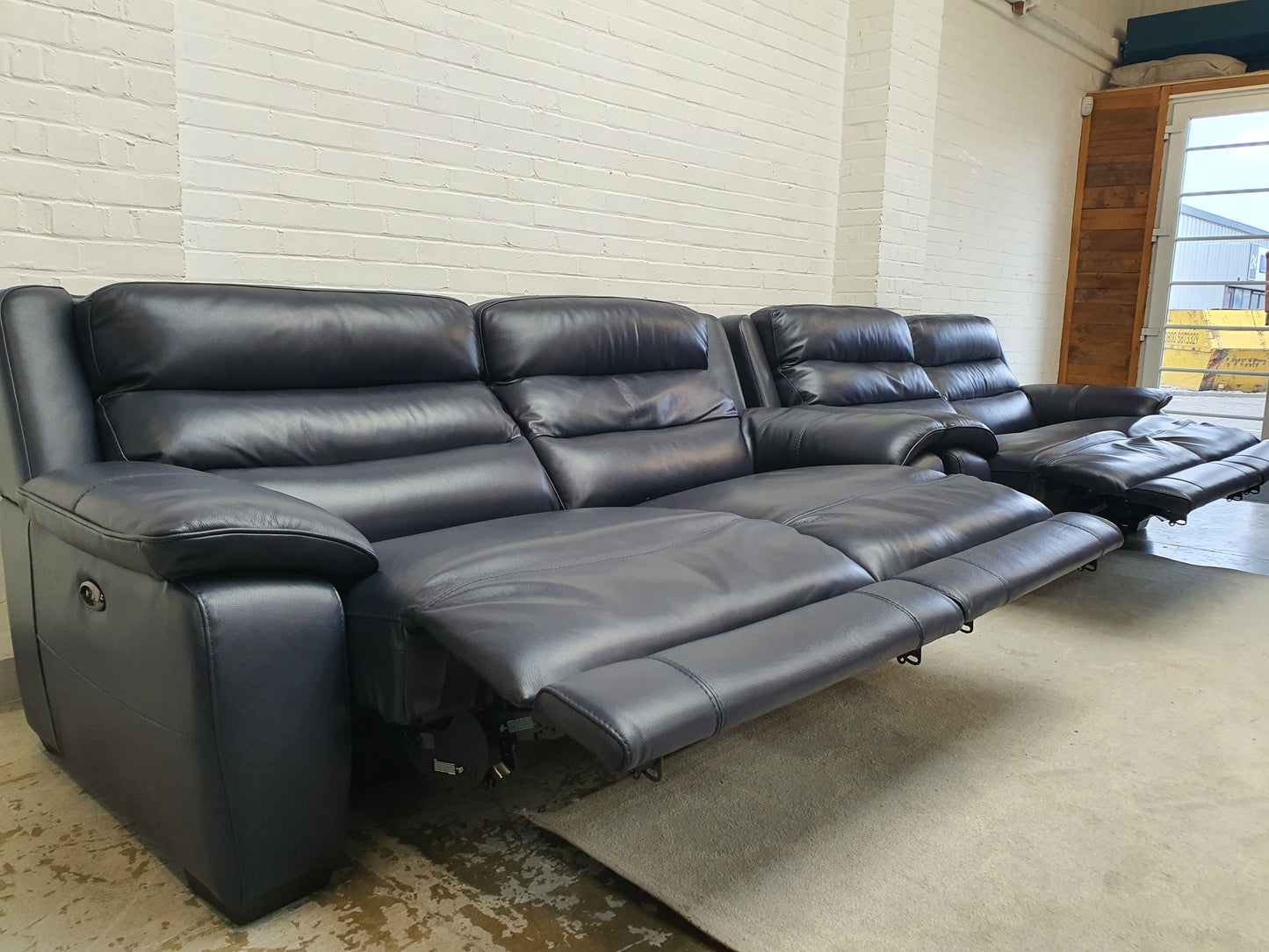 Wallace NC Leather 2 x 3-Seater Power Recliner Sofas + USB ports