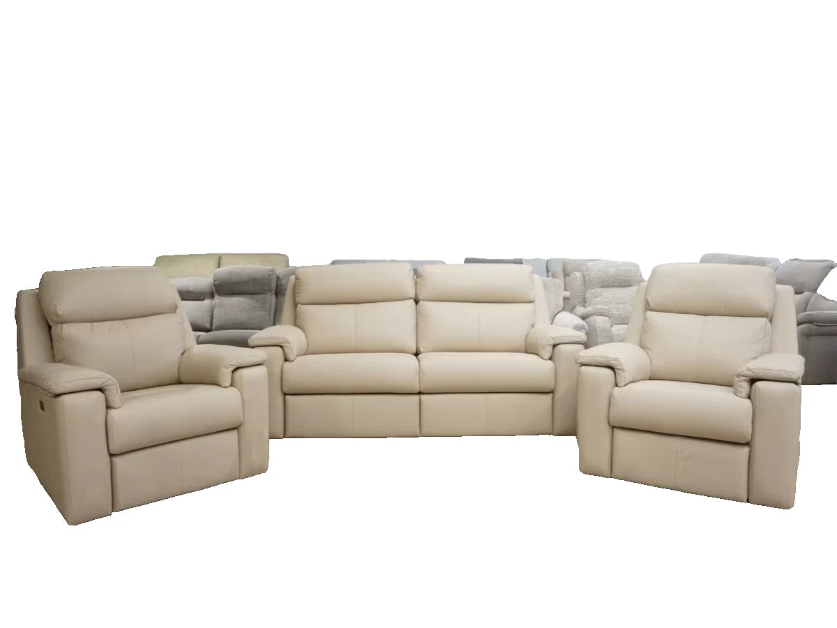 G Plan Ellis/Thornbury 3Seater Sofa & 2 Triple Power Recliner Armchairs Leather